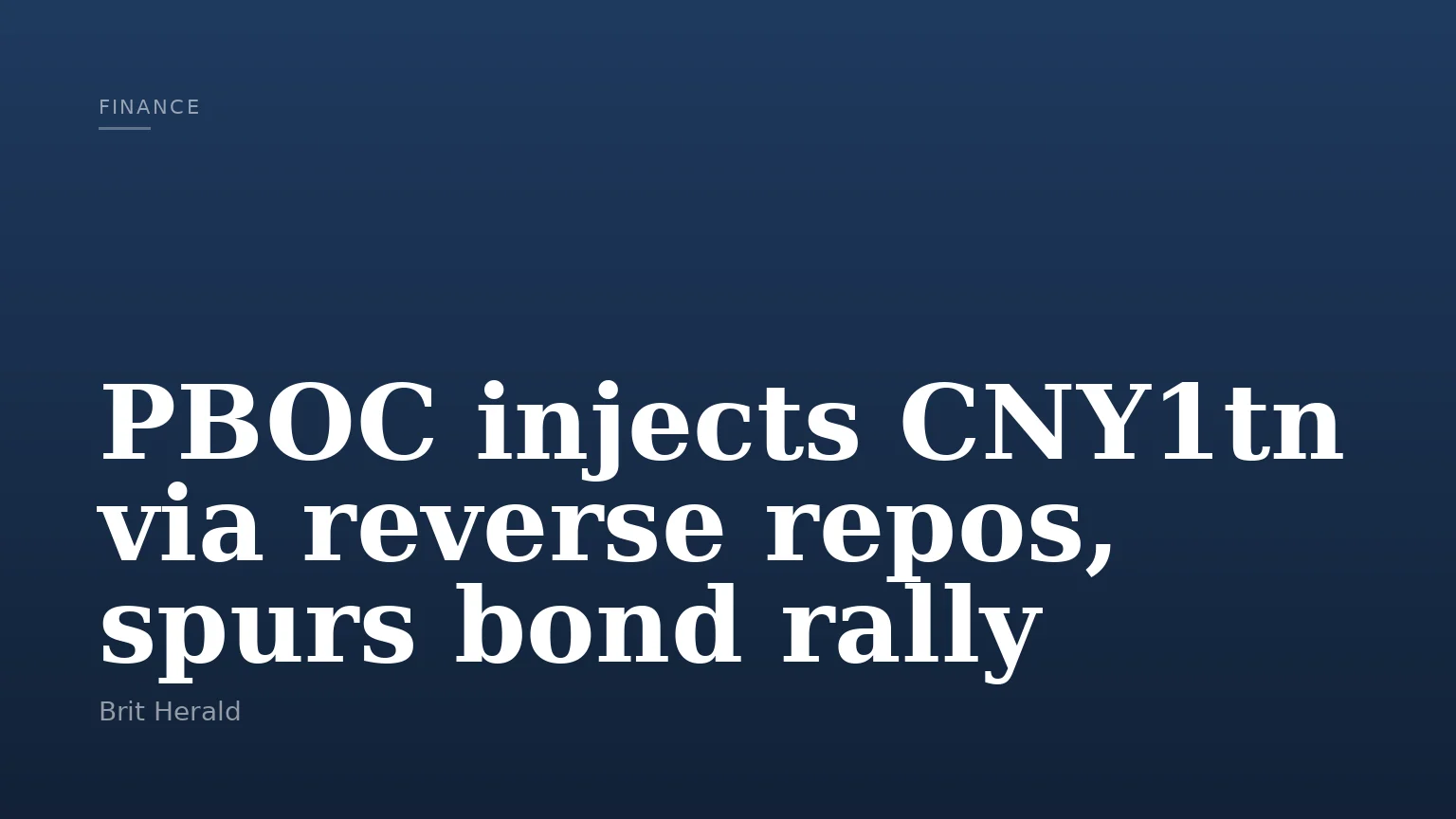 PBOC injects CNY1tn via reverse repos, spurs bond rally