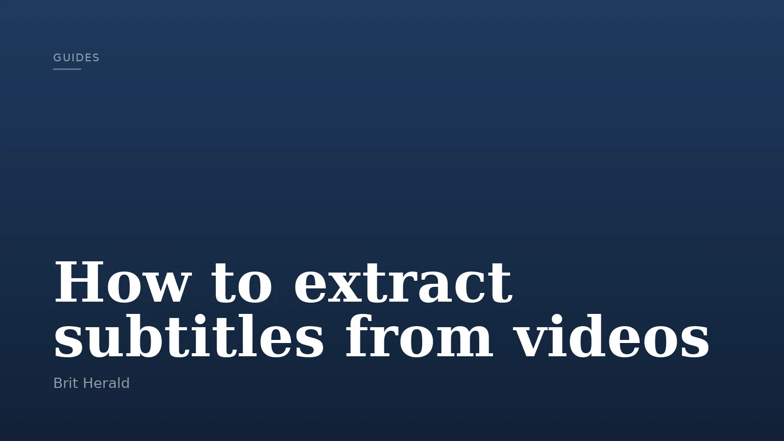 How to extract subtitles from videos