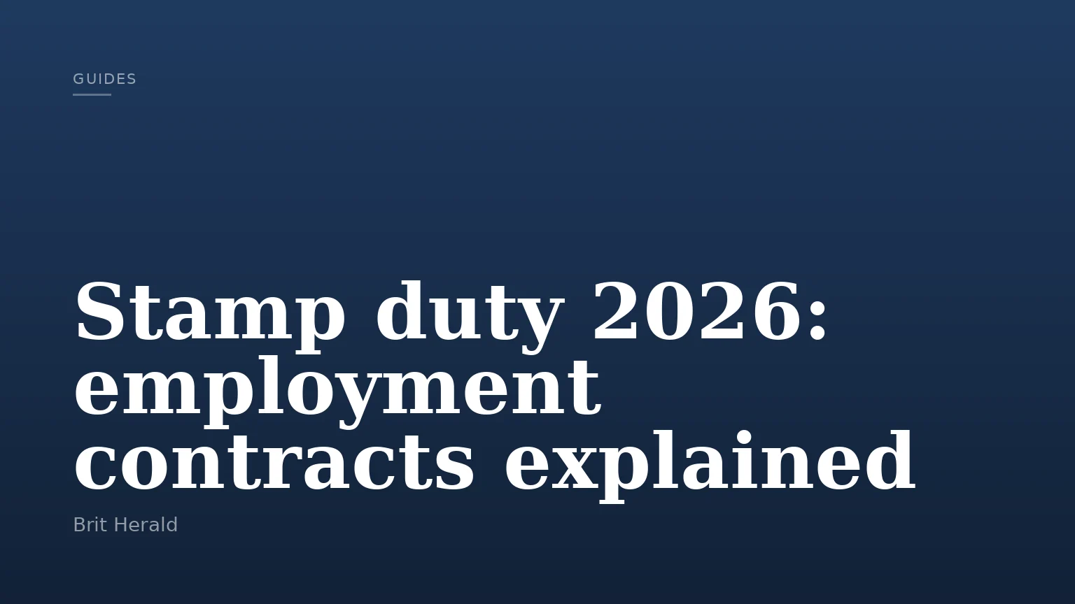 Stamp duty 2026: employment contracts explained