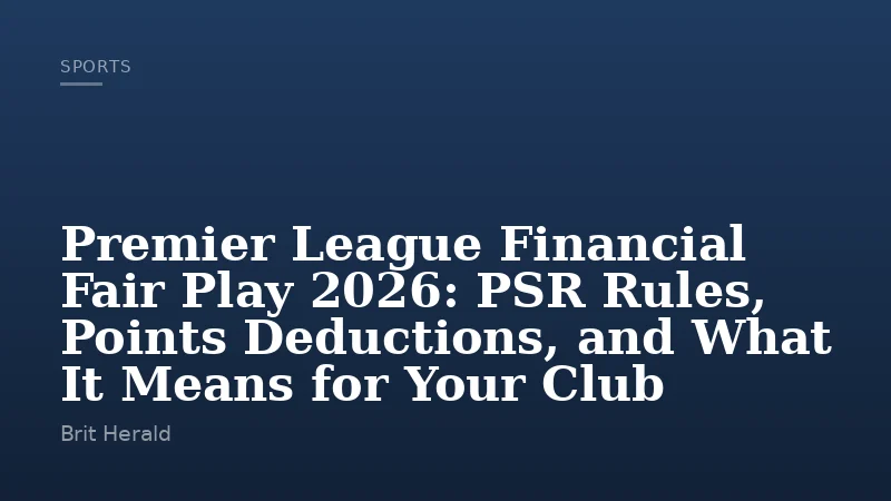 Premier League Financial Fair Play 2026: PSR Rules, Points Deductions, and What It Means for Your Club