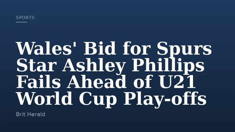 Wales' Bid for Spurs Star Ashley Phillips Fails Ahead of U21 World Cup Play-offs