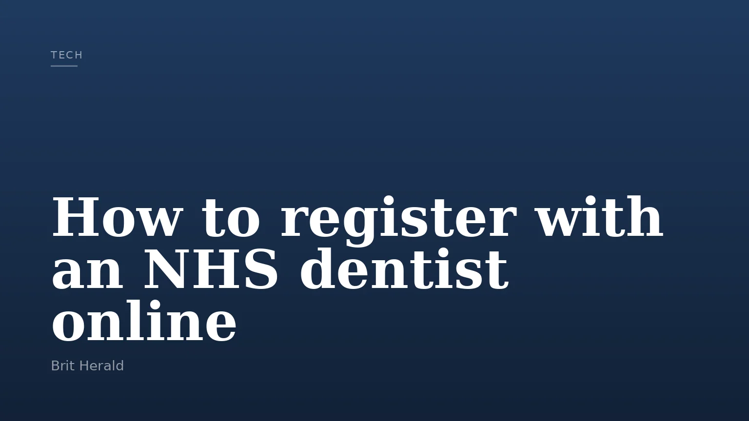 How to register with an NHS dentist online