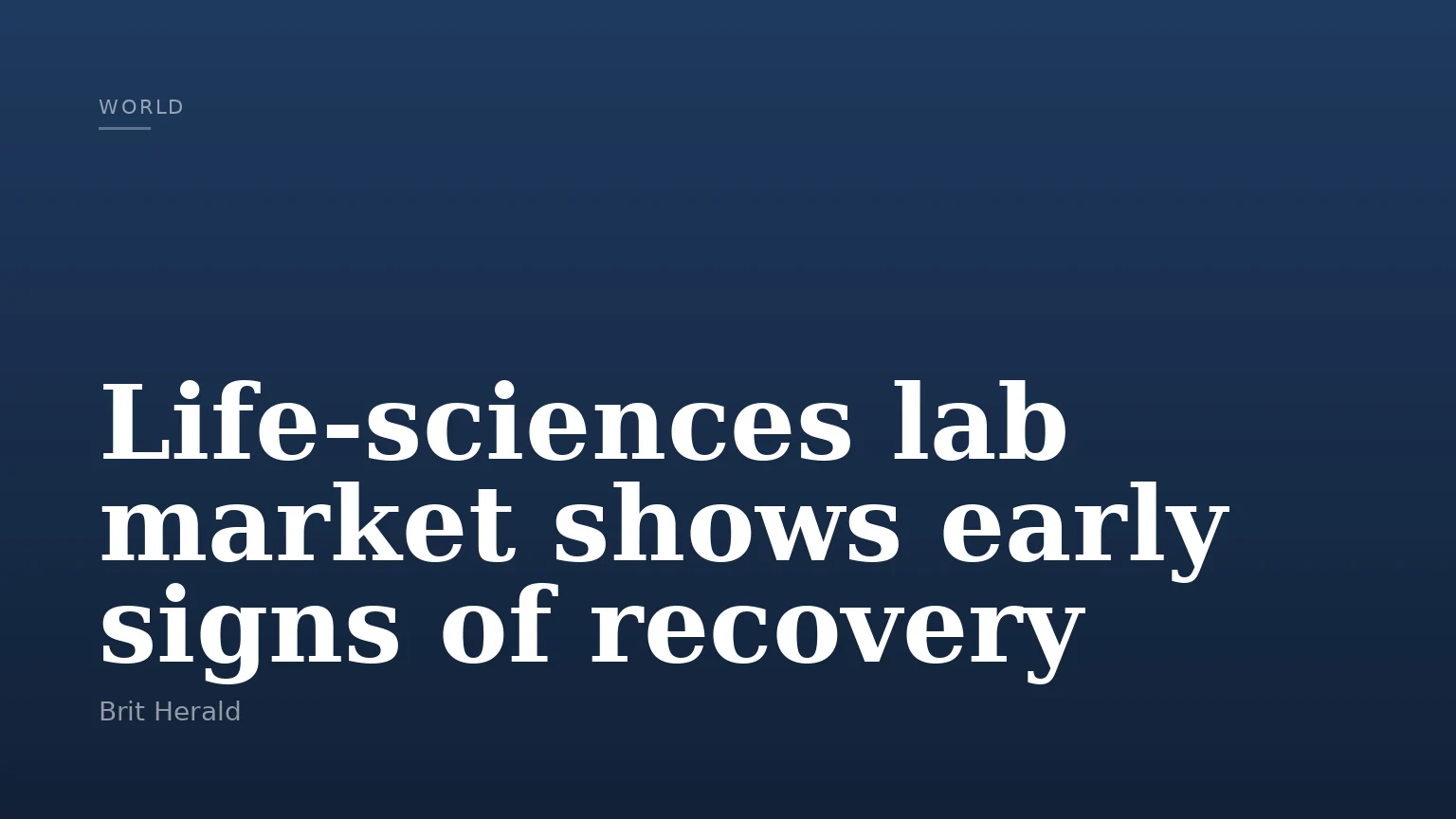 Life‑sciences lab market shows early signs of recovery