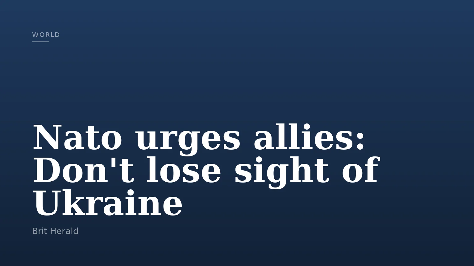 Nato urges allies: Don't lose sight of Ukraine